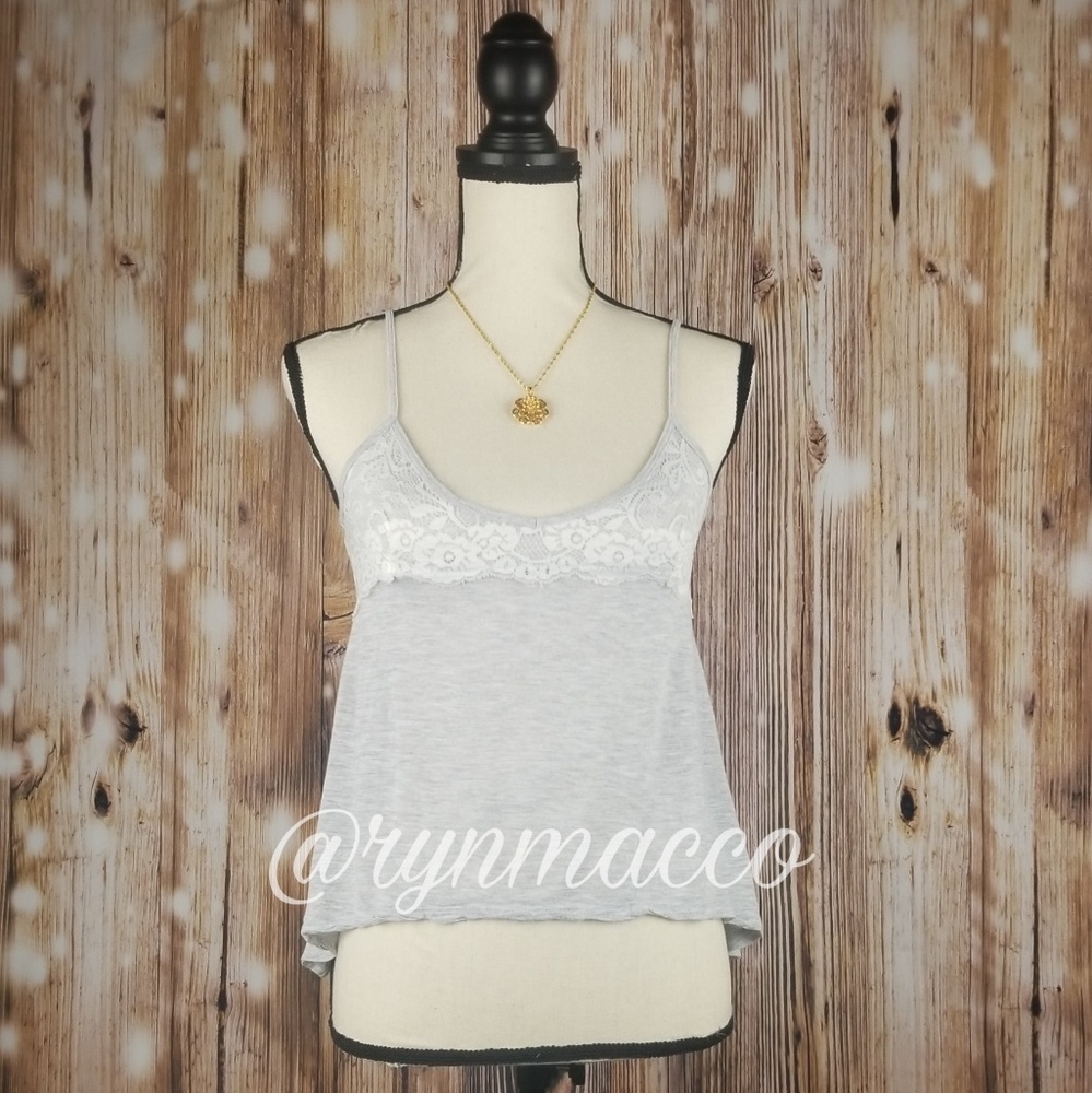 Hollister | Gray Cami with White Lace